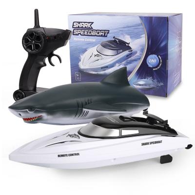 China RC Hobby 2 in 1 RC Boat Shark RC Boat Remote Control Speedboat with Electric RC Shark Head Simulation Shark Toy and Racing Boat 2.4GHz for sale