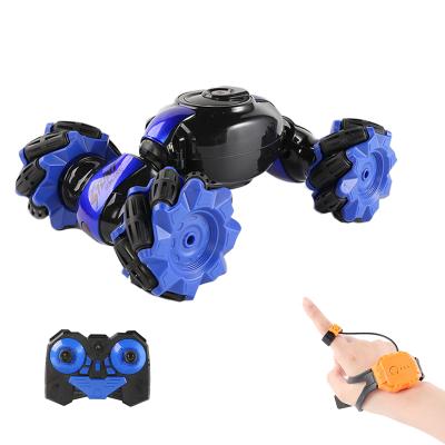 China RC Hobby 2.4G Double Control 4wd Twist Stunt Car Hand Watch Transformation Remote Control RC Toy Car for sale