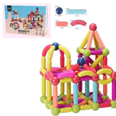 China Magnetic Building Toy 64PCS Smart Ball Rod Toys Educational Magnetic Toys For Kids 3D Assembly Building Block Magnetic Balls And Stick for sale