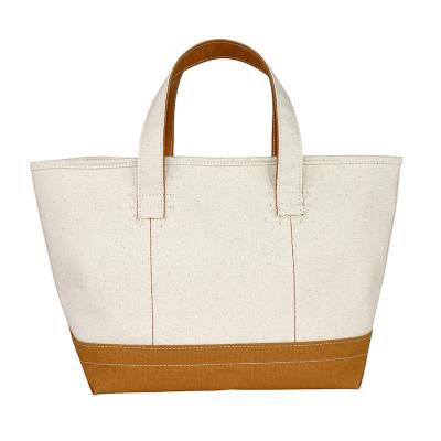 China Wholesale Simple Eco Friendly Handled Canvas Shopping Handbag Totes Bag With Custom Printed Logo for sale