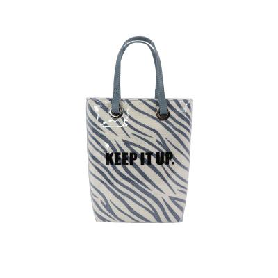 China Fashion Custom PU Handheld Zebra Mini Bars Printed Summer Jelly Tote Bag Canvas Bag For Women for sale