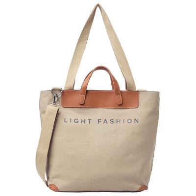 China Fashion Custom Printed Logo Casual Shoulder Bags Solid To Color Large Capacity Women's Canvas Tote Bag for sale