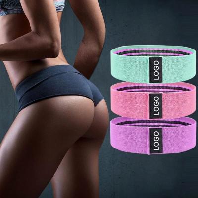 China Durable Gym Logo Women Fitness Hip Training Custom Elastic Band 3 Pack Booty Workout Exercise Band Set Non Slip Fabric Resistance Bands for sale