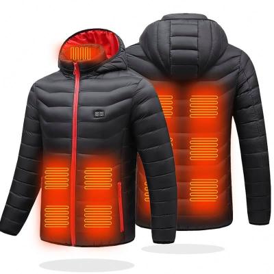 China Waterproof USB Charging Waterproof Windproof Lightweight Heating Down Jacket Electric Heating Hooded Jackets for sale