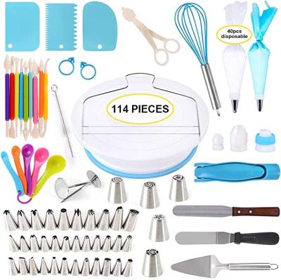 China Sustainable 114 Pcs Cake Decorating Consumables Bundle For Beginners, Cupcake Decorating Tools Baking Supplies Set For Kids And Adults for sale