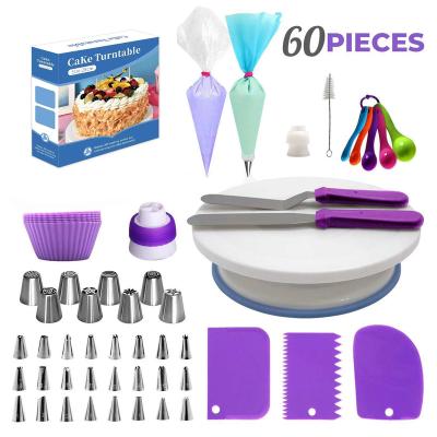 China Workable 60 Piece Cake Decorating Set and Cake Turntable Cup Right Angle Scraper with Icing for sale