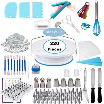 China 220PCS Sustainable Baking Pastry Cake Decorating Cake Tools Set Accessories for sale