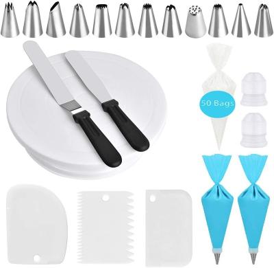 China Viable 72PCS Cake Decorating Supplies Bundles With Cake Turntable Cake Decorating Mouth Decorating Bag Baking Tool Kit for sale