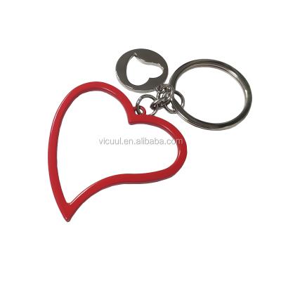 China Wholesale Simple Red Zinc Alloy Metal Heart Passion Key Chain for sale