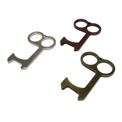 China Custom Opener Multifunctional No Touch Door Opener Bottle Opener Metal Key Chain for sale