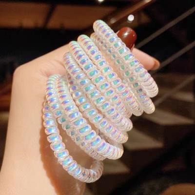 China The Plastic Elastic Hair Band Headband Ranslucent Hair Tie Telephone Line Hair String for sale