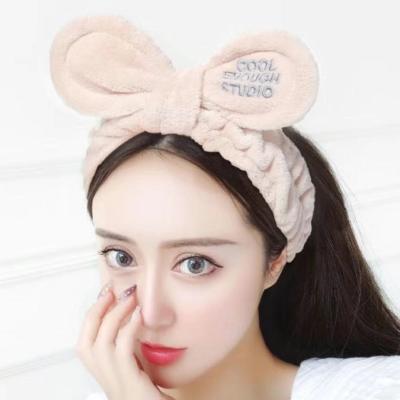 China Coral Fleece Hairbands Women Facial Makeup Head Band Soft Polychromatic Hair Band for sale