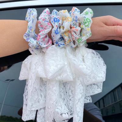 China Women'sChiffon European and American Bow New Style Hair Band Girls Solid Color Curly Hair Band PonytailFixed Headband Hair Accessories for sale