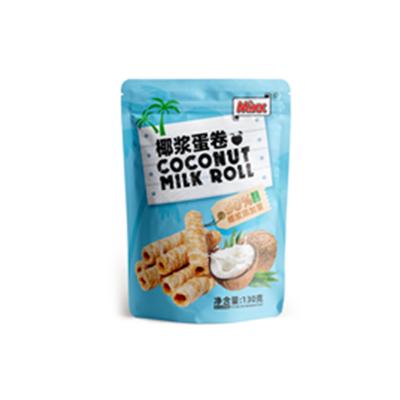 China Factory Supply 130g Natural Delicious Egg Roll Cookie Soft Semi Hard Coconut Egg Roll for sale