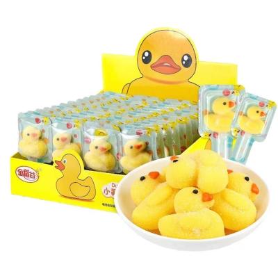 China Cute looking cartoon shaped candy shape lovely little yellow duck shaped soft candy for kids for sale