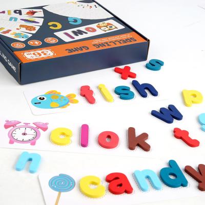 China DIY Montessori Educational Wooden Word Game 26 Spelling English Letters Matching Cognitive Early Education Puzzle Toy for sale