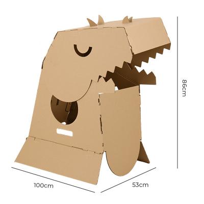 China Large Dinosaur Corrugated Paper DIY Cosplay Toy Dinosaur 3D Interesting Handmade Cardboard Puzzle Graffiti Toy DIY Portable Cardboard Toy for sale