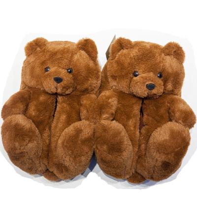 China 2021 hot sale factory new anti-slip wholesale price artificial teddy bear short slippers for sale