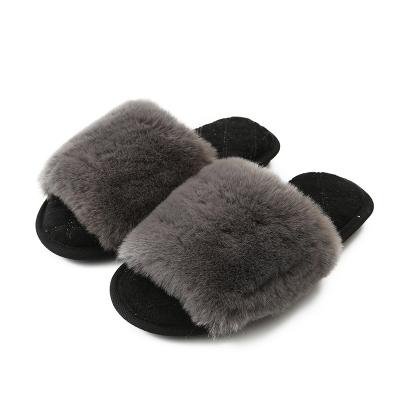 China 2021 Autumn And Winter New Indoor Anti-skid Slippers Hairy Female Sharpening Large Rabbit Fur for sale