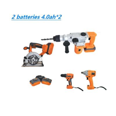 China Easy Carry 20V impact wrench, angle grinder, drill hammer, drill power tool set, lithium-ion cordless power tool for sale