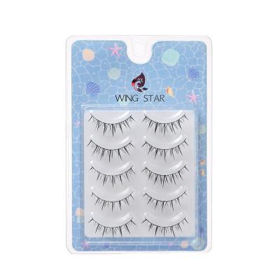 China Qingdao Wingstar Soft and Light Strip Lash Nature Faux Black Eyelashes Blue Series Full Stem Clear Eyelashes WSCB-002 5 Pairs for sale