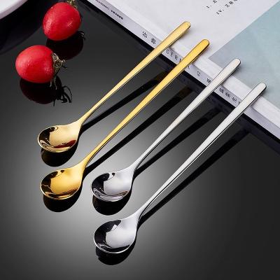 China Sustainable 2022 Stainless Steel Long Flat Spray Round Head Doser Honey Powder Mixing Spoon for sale