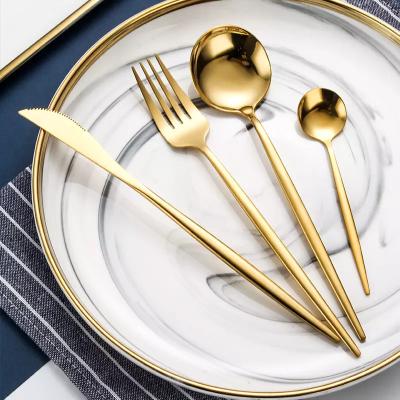 China Sustainable Cutlery Set Stainless Steel Rose Gold Flatware Wedding Cutlery Set Portuguese Dinnerware Set for sale