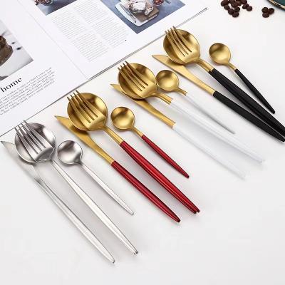 China Durable 410 Stainless Steel Gold Flatware High Quality Matte Gold Spoons And Forks Stainless for sale