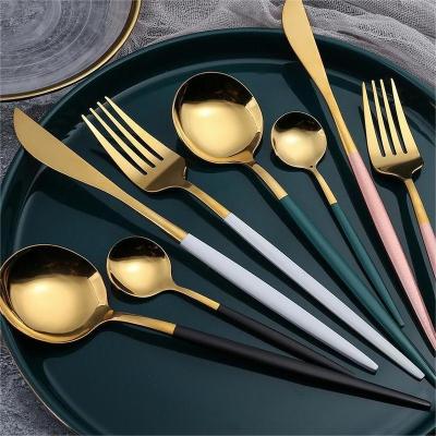 China Sustainable Hot Selling Luxury Royal Amazon Stainless Steel Party Gift Gold Flatware Set From Amazon for sale