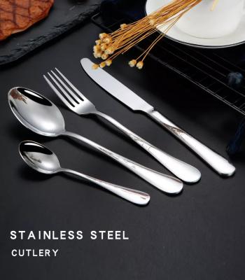 China Viable Stainless Steel Chinese Portable Fork Restaurant Round Ice Scoop Steak Knife 5 Piece Dinnerware Set for sale