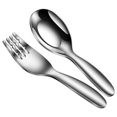 China New Design Cute Kids Cutlery Set Reusable Baby Stainless Steel Spoon Fork Set for sale