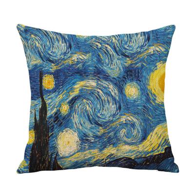 China Anti-Static Wholesale Europeia Arte Van Gogh Pintura A Oleo Decorativa Capas de almofadas Para Sofa for sale