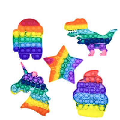 China Psychologically Non-Toxic Eco-Friendly Push Bubble Silicone Anxiety To Relieve Stress Rainbow Unicorn Burst Toy for sale