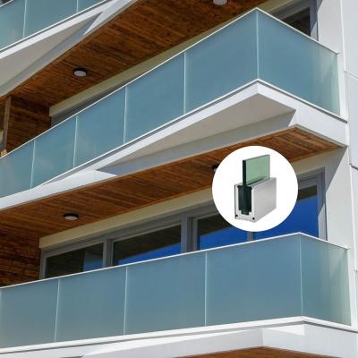 China Modern Aluminum Frameless Glass Balcony U-Channel Balcony Stairs Railing System Frameless Railing System for sale