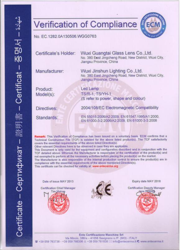 CE - Wuxi Jinshun Lighting Technology Co.,Ltd