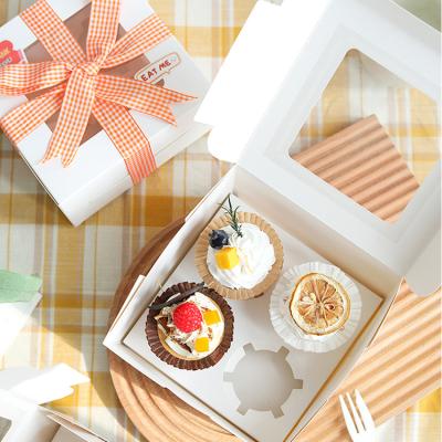 China Customizable Eco-Friendly Recyclable White Box Cake Mini Cupcakes Container for sale