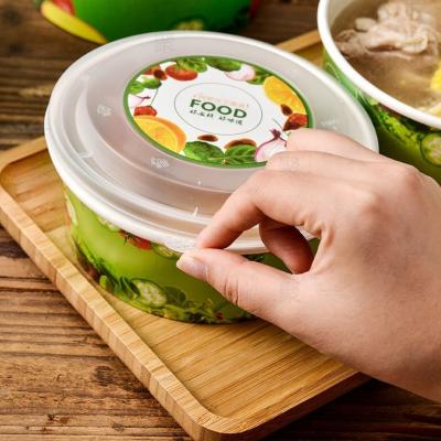 China Biodegradable Paper Compostable Eco-friendly Green Food Wrapping Hot Soup Bowls Take Away Wrapping Paper Soup Bowl With Lid for sale