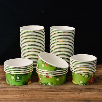 China Custom Size Wrapping Paper Craft Paper Soup Bowl Craft Paper Disposable Food Container Biodegradable Take Out Containers With PE Lid for sale