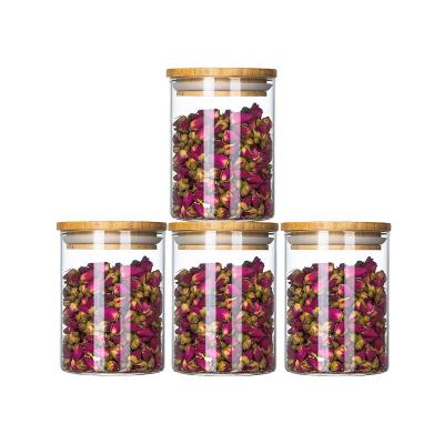 China Storage Products Storage Glass Jar With Lids Plastic Bamboo Food Safe Glass Bottle Packing Storage Jar Colorful Customized 500ml 750ml 1000ml for sale