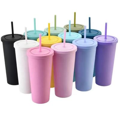 China Newest Sustainable Portable Outdoor Sports Cooling Cup Water Bottles 24oz OEM Plastic Drinkware Cup Personalized Travel for sale