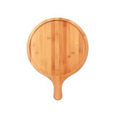 China Sustainable Ahmohan Customized Size Round Non-Stick Dinner Fiber Pizza Crust Wooden Bamboo Serving Tray Board for sale