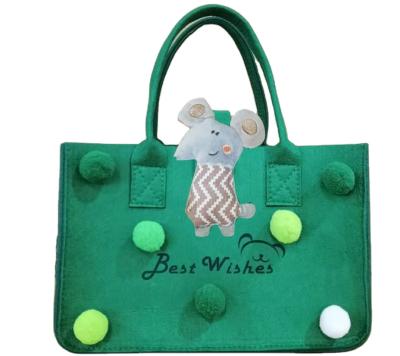 China Baby Full Moon Viable Wine With Keepsake Tote Bag Handy Gift Bag First Birthday Felt Bag Customization for sale