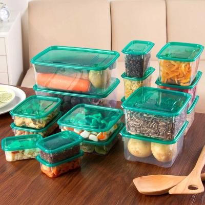 China Minimalist 17pcs/set Kitchen Organizer Grains Beans Storage Jar Fridge Food Sealed Crisper Container for sale