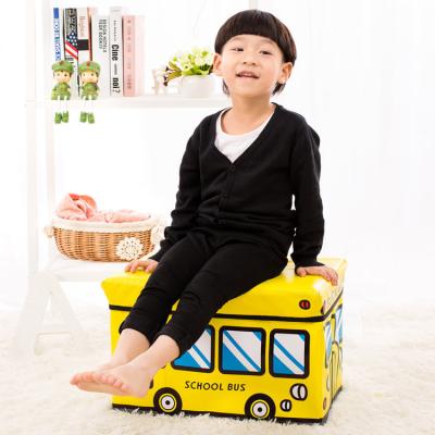 China Custom Folding Children's Cartoon Pattern Storage Box Wholesale Multi-Function Foldable Stool Storage Box for sale