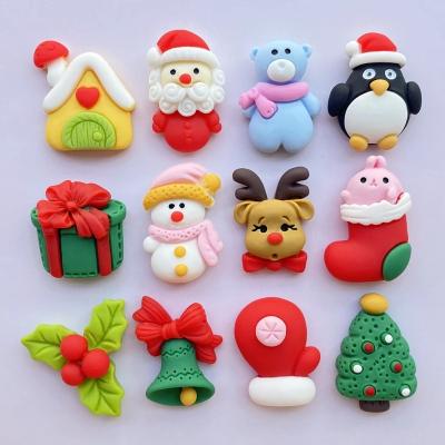 China 12Pcs Cute New Christmas Traditional Series Cabochon Scrapbooking Hair Bow Center Flat Back Embellishments for sale