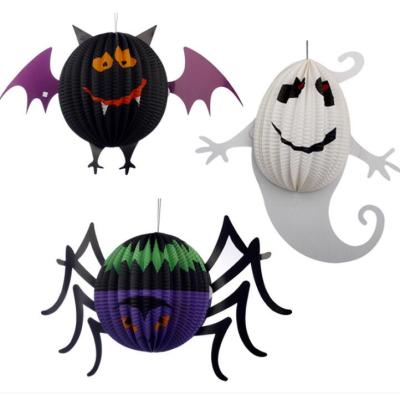 China Transitional Funny Bat Spider Ghost Shape Chinese DIY Halloween Paper Lanterns Decoration for sale