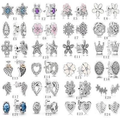 China Jewelry factory wholesale 925 sterling silver suitable for pandoraese high quality snowflake magnolia daisy wings earrings for sale