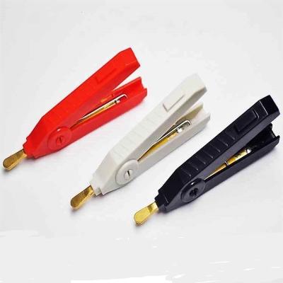 China BC5530170 20A Copper Gold Plated Flat Clip Kelvin Alligator Low Strength Staple Test Clip for sale