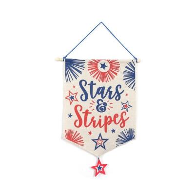 China Custom B&S Waterproof Factory Star Stripes Hanging Flags Canvas Banner Garden Flags For Party Festival Decoration for sale