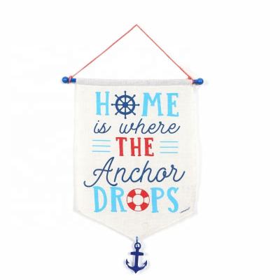 China Custom B&S Waterproof Eco-friendly Factory Banner Canvas Anchor Drops Flag Holiday Mini Garden Hanging Banner With Tassel for sale